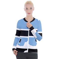 Botswana Flag Map Geography Casual Zip Up Jacket by Sapixe