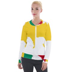 Guinea Flag Map Geography Outline Velour Zip Up Jacket by Sapixe