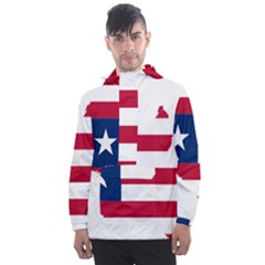 Liberia Flag Map Geography Outline Men s Front Pocket Pullover Windbreaker by Sapixe