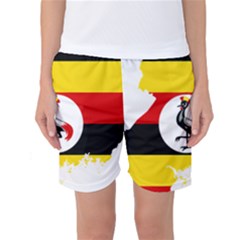 Uganda Flag Map Geography Outline Women s Basketball Shorts by Sapixe
