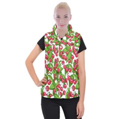 Cherry Leaf Fruit Summer Women s Button Up Vest by Mariart