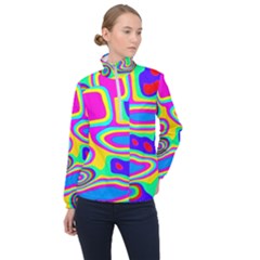 Colorful Shapes                               Women Half Zip Windbreaker by LalyLauraFLM