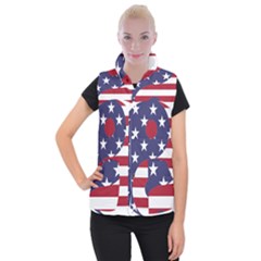 Yang Yin America Flag Abstract Women s Button Up Vest by Sapixe