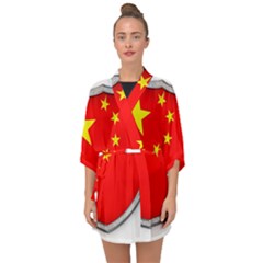 Flag China Country Nation Asia Half Sleeve Chiffon Kimono by Sapixe