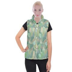 Watercolor Leaves Pattern Women s Button Up Vest by Valentinaart