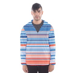 Blue And Coral Stripe 2 Men s Hooded Windbreaker by dressshop