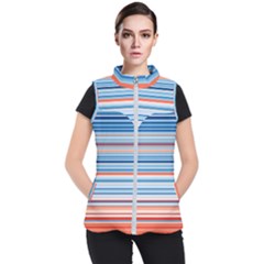 Blue And Coral Stripe 2 Women s Puffer Vest by dressshop