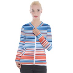 Blue And Coral Stripe 2 Casual Zip Up Jacket by dressshop