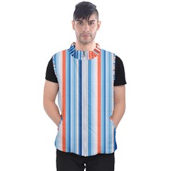 Blue And Coral Stripe 1 Men s Puffer Vest by dressshop