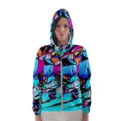 Abstract Flower Painting Women s Hooded Windbreaker by Pakrebo