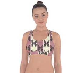 Butterflies Pink Old Old Texture Cross String Back Sports Bra