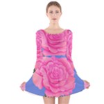 Roses Womens Fashion Long Sleeve Velvet Skater Dress