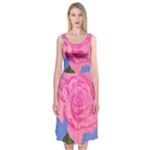 Roses Womens Fashion Midi Sleeveless Dress