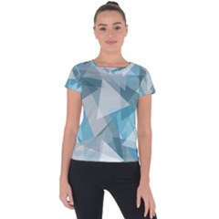 Triangle Blue Pattern Short Sleeve Sports Top  by HermanTelo