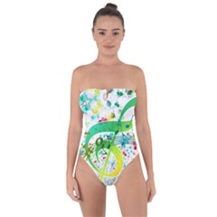 Circle Music Pattern Tie Back One Piece Swimsuit by HermanTelo