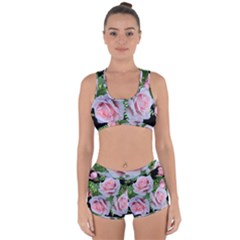 Roses Flowers Ferns Arrangement Racerback Boyleg Bikini Set by Pakrebo