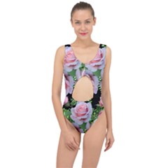 Roses Flowers Ferns Arrangement Center Cut Out Swimsuit by Pakrebo