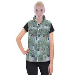 Peacock Feather Pattern Plumage Women s Button Up Vest by Pakrebo