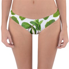 Mint Seamless Pattern Leaf Green Reversible Hipster Bikini Bottoms by Pakrebo