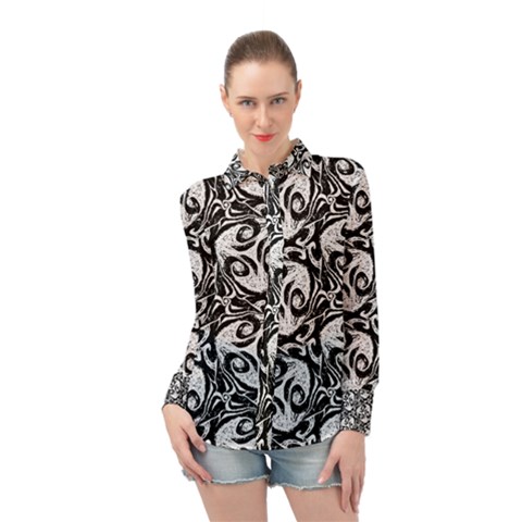 Fabric Pattern Long Sleeve Chiffon Shirt by AnjaniArt