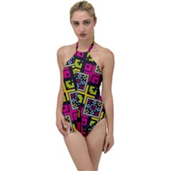 Squares Pattern                                Go With The Flow One Piece Swimsuit by LalyLauraFLM