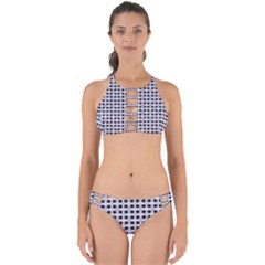 Black Flower  On Purple White Pattern Perfectly Cut Out Bikini Set by BrightVibesDesign