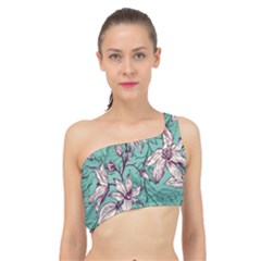 Vintage Floral Pattern Spliced Up Bikini Top  by Sobalvarro