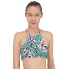 Vintage Floral Pattern Racer Front Bikini Top by Sobalvarro