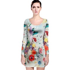 Floral Bouquet Long Sleeve Bodycon Dress by Sobalvarro