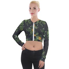 Pineapples Pattern Long Sleeve Cropped Velvet Jacket by Sobalvarro