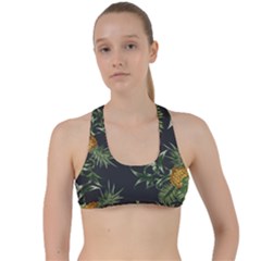 Pineapples Pattern Criss Cross Racerback Sports Bra by Sobalvarro