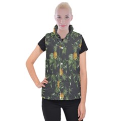 Pineapples Pattern Women s Button Up Vest by Sobalvarro