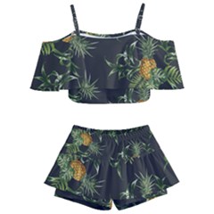 Pineapples Pattern Kids  Off Shoulder Skirt Bikini by Sobalvarro