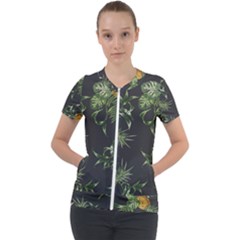 Pineapples Pattern Short Sleeve Zip Up Jacket by Sobalvarro