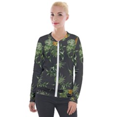 Pineapples Pattern Velour Zip Up Jacket by Sobalvarro