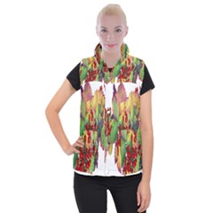 Leaves Autumn Berries Garden Women s Button Up Vest by Simbadda