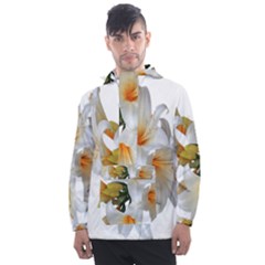 Lilies White Belladonna Men s Front Pocket Pullover Windbreaker by Simbadda