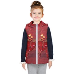 Wonderful Hearts And Rose Kids  Hooded Puffer Vest by FantasyWorld7