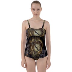 Wonderful Elegant Steampunk Heart, Beautiful Clockwork Twist Front Tankini Set by FantasyWorld7