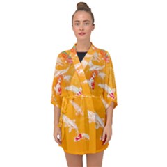 Koi Carp Scape Half Sleeve Chiffon Kimono by essentialimage