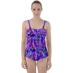 Stars Beveled 3d Abstract Twist Front Tankini Set by Mariart