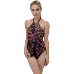 Plant Colorful Red Garden Leaves Go With The Flow One Piece Swimsuit by Simbadda