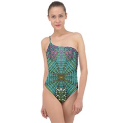 The Most Beautiful Rain Over The Stars And Earth Classic One Shoulder Swimsuit by pepitasart