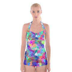 Colorful Spots                                          Boyleg Halter Swimsuit by LalyLauraFLM