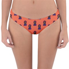 Nerdy 60s  Girl Pattern Orange Reversible Hipster Bikini Bottoms by snowwhitegirl