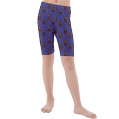 Nerdy 60s  Girl Pattern Dark Purple Kids  Mid Length Swim Shorts