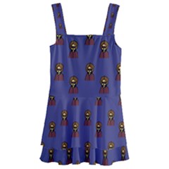 Nerdy 60s  Girl Pattern Dark Purple Kids  Layered Skirt Swimsuit