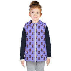 Nerdy 60s  Girl Pattern Purple Kids  Hooded Puffer Vest