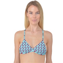 Cherries An Bats Aqua Reversible Tri Bikini Top