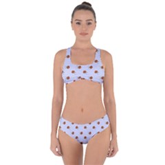 Peach Rose Blue Criss Cross Bikini Set